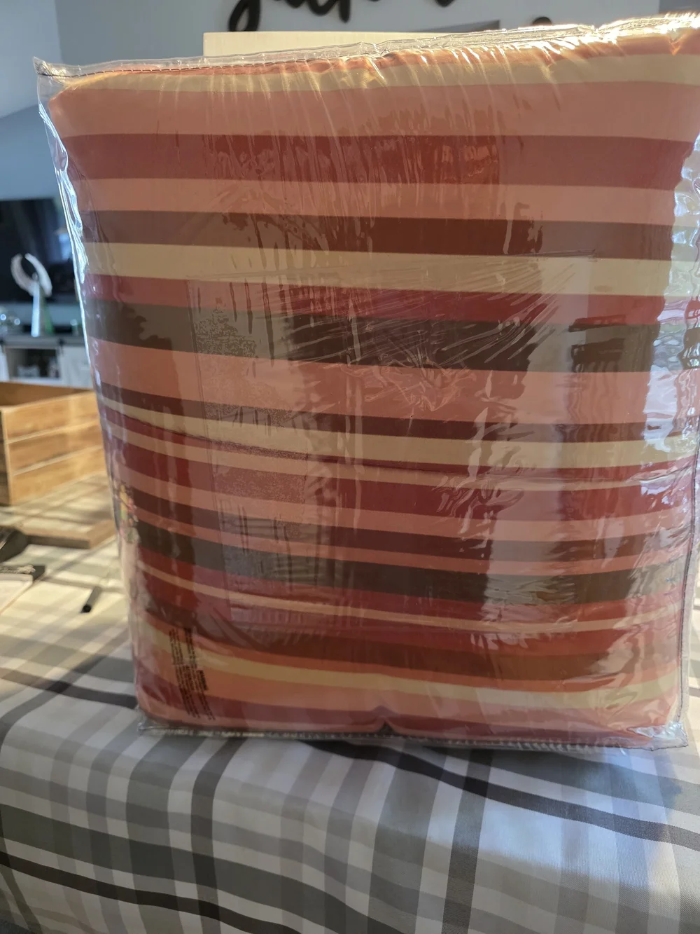 Striped King Size Comforter in Coral and Rust - Home Bedding